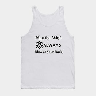 Celtic Knot with Irish Proverb May the Wind Always Blow at Your Back on White Tank Top